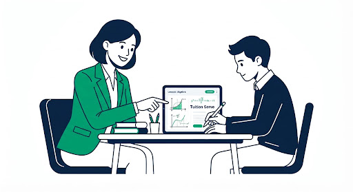 A teacher and student engaged in a home tuition session
